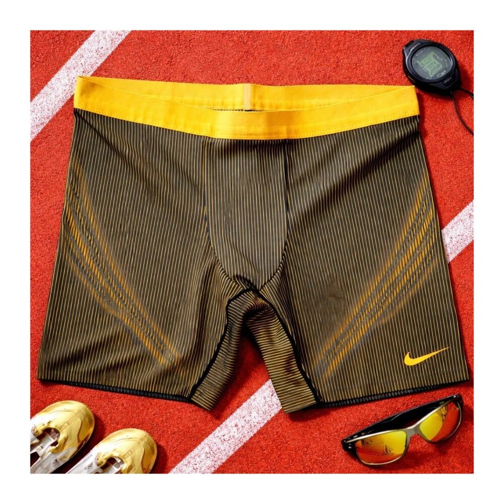 Nike Men's Pro Elite 1/2 Tights 4XL Black Yellow Rare Made USA FD5787-000